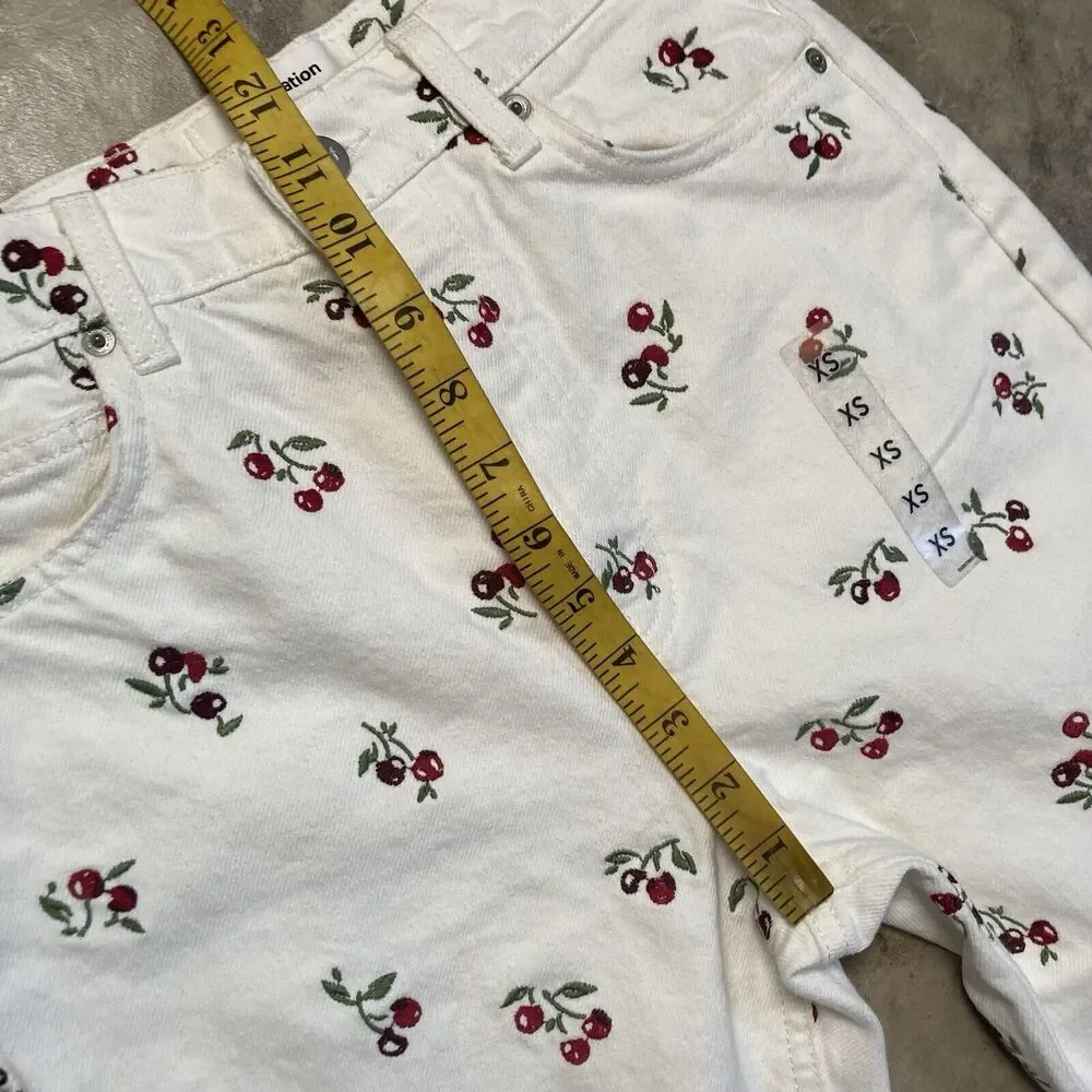 Reformation Jeans‎ Womens 26 Cherries Embroidered High Rise Straight Leg Cotton - Picture 3 of 11